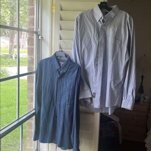 4/$25 SALE Bundled Lot of TWO Men’s Large 100% Cotton Button Down Shirts